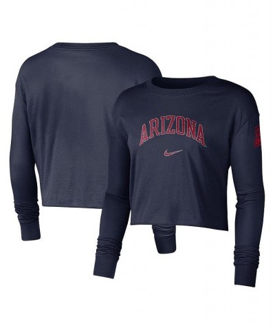 Women's Navy Arizona Wildcats 2-Hit Cropped Long Sleeve Logo T-shirt Navy $24.50 Tops