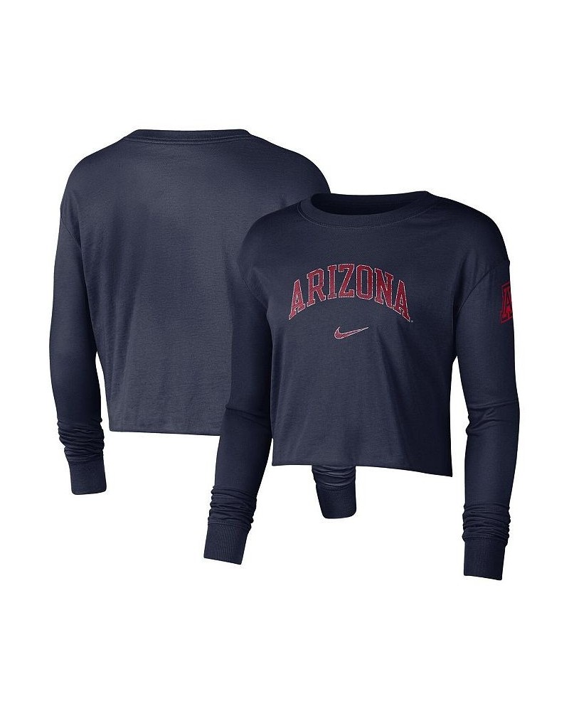 Women's Navy Arizona Wildcats 2-Hit Cropped Long Sleeve Logo T-shirt Navy $24.50 Tops