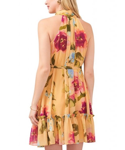 Button-Front Halter Dress Yellow/Pink $37.38 Dresses