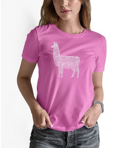 Women's Llama Mama Word Art T-shirt Pink $16.45 Tops