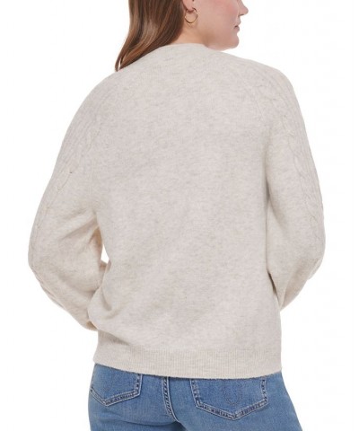 Women's Cable Knit Crewneck Sweater Brown $25.87 Sweaters