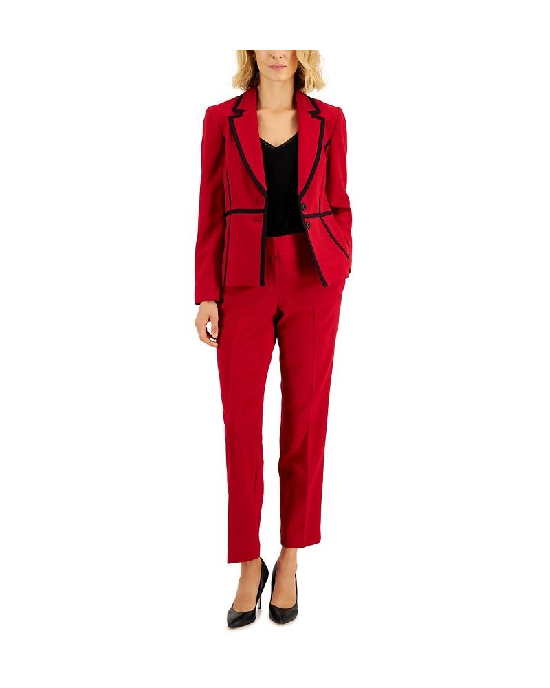 Crepe Two-Button Framed Jacket & Slim Pants Regular and Petite Sizes Red $49.50 Suits