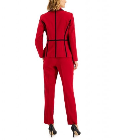 Crepe Two-Button Framed Jacket & Slim Pants Regular and Petite Sizes Red $49.50 Suits