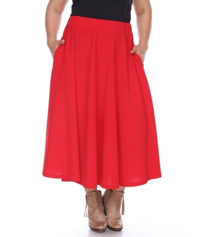 Plus Size Tasmin Flare Midi Skirt Red $29.50 Skirts