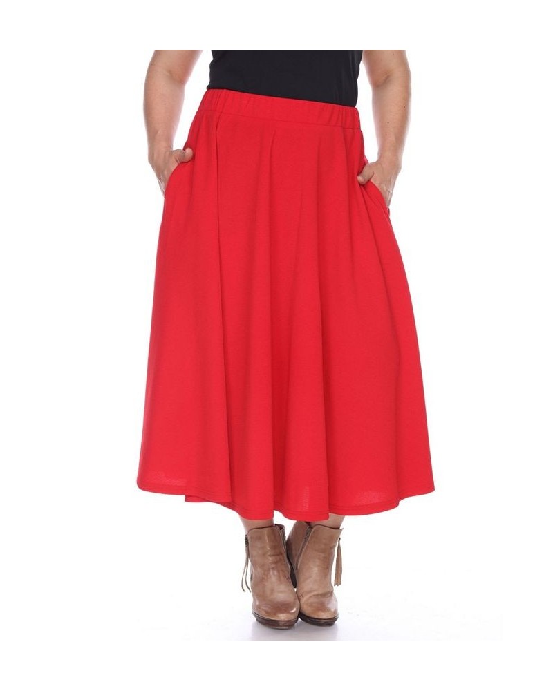 Plus Size Tasmin Flare Midi Skirt Red $29.50 Skirts