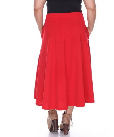 Plus Size Tasmin Flare Midi Skirt Red $29.50 Skirts