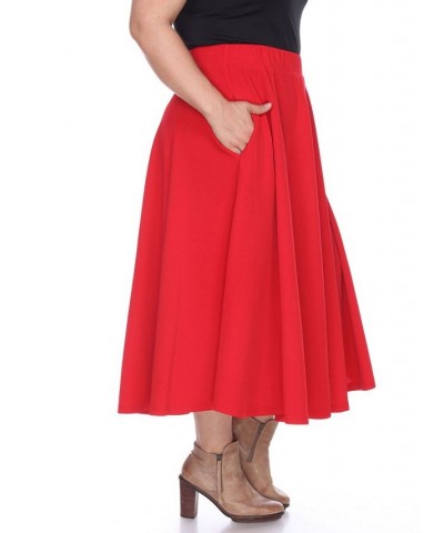 Plus Size Tasmin Flare Midi Skirt Red $29.50 Skirts