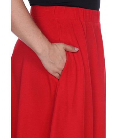 Plus Size Tasmin Flare Midi Skirt Red $29.50 Skirts