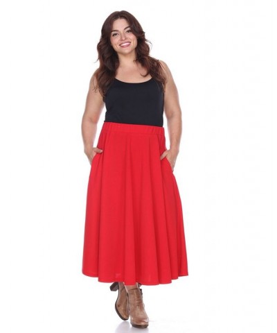 Plus Size Tasmin Flare Midi Skirt Red $29.50 Skirts