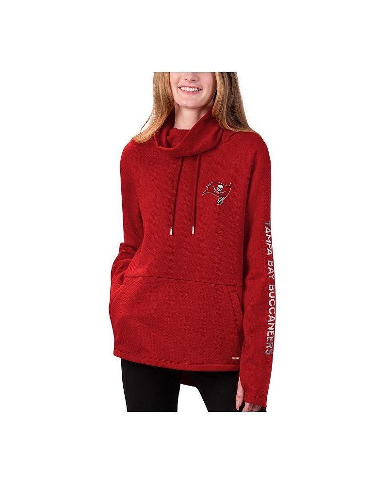 Women's Red Tampa Bay Buccaneers Amelia Turtleneck Pullover Hoodie Red $46.74 Sweatshirts