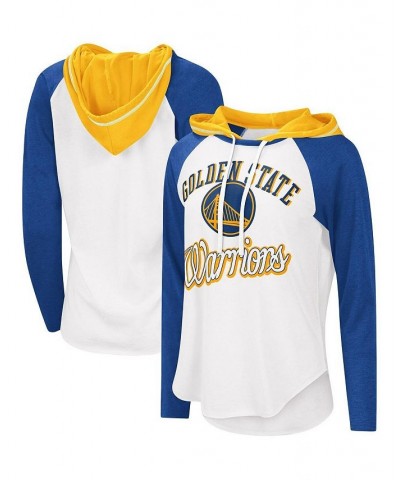 Women's White Golden State Warriors MVP Raglan Hoodie Long Sleeve T-shirt White $26.99 Tops