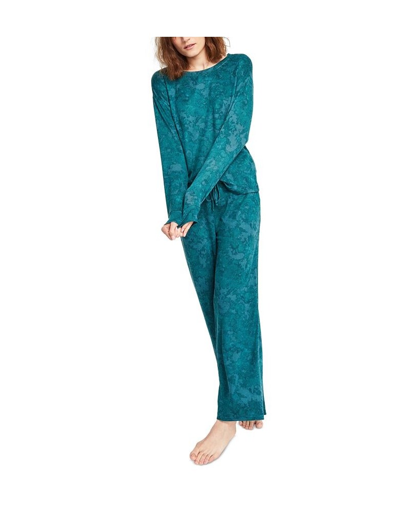 Women's Cozy Pajama Set Green Subtle Tiedye $24.17 Sleepwear