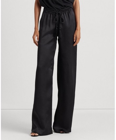 Women's Charmeuse Wide-Leg Pants Black $63.00 Pants