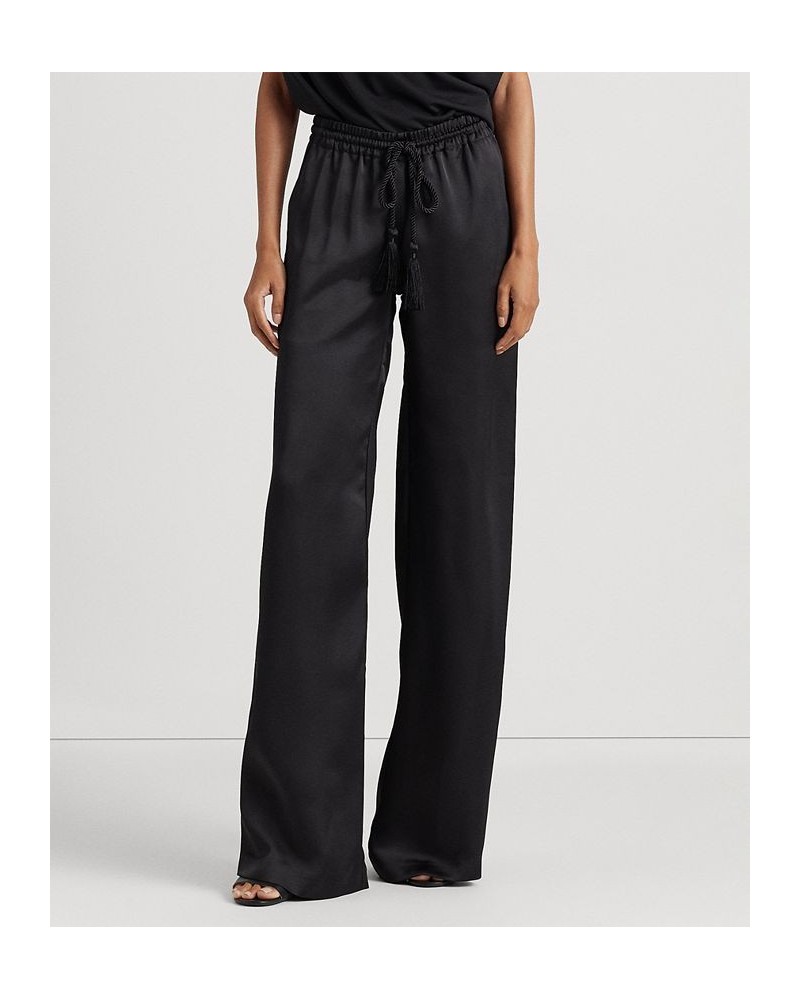 Women's Charmeuse Wide-Leg Pants Black $63.00 Pants