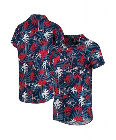 Women's Navy New England Patriots Floral Harmonic Button-Up Shirt Navy $29.67 Tops