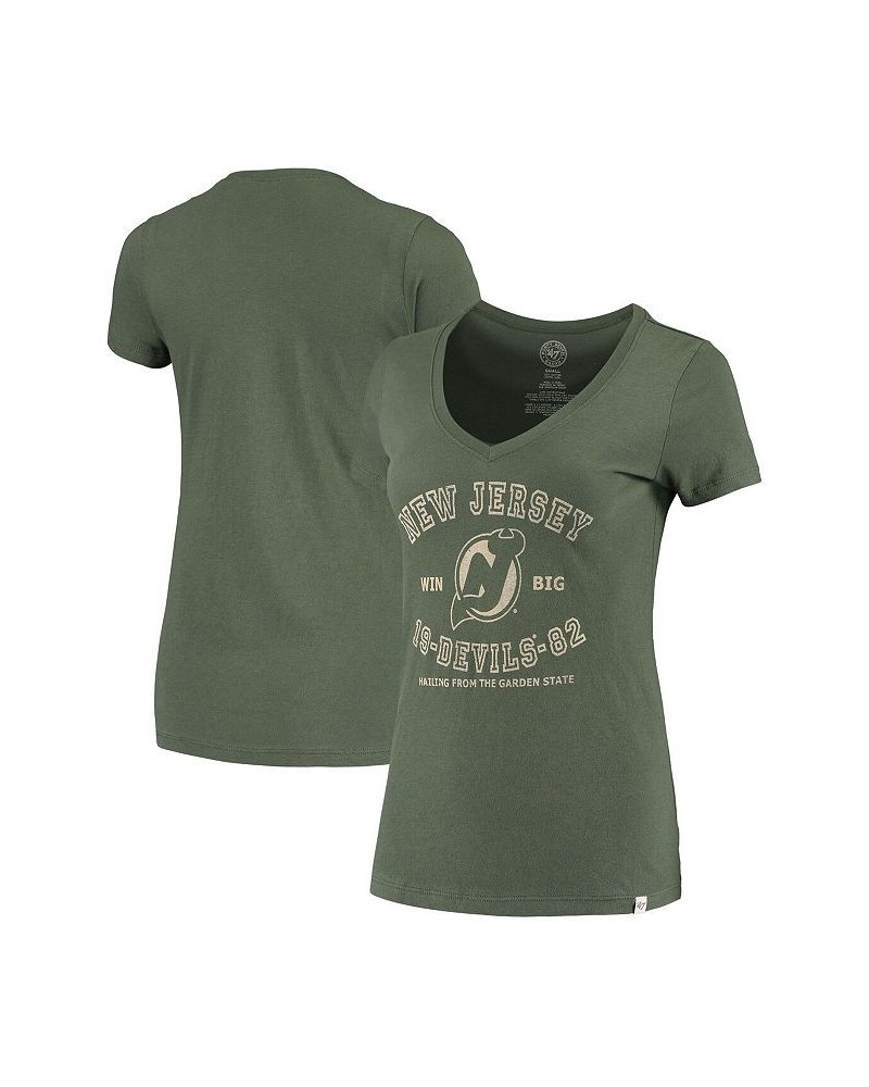 Women's '47 Green New Jersey Devils Flanker V-Neck T-shirt Green $15.60 Tops