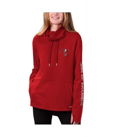 Women's Red Tampa Bay Buccaneers Amelia Turtleneck Pullover Hoodie Red $46.74 Sweatshirts