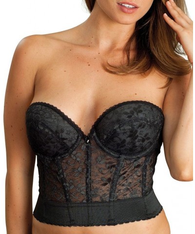 Women's Lace Low Plunge Longline Bra Black $30.60 Bras