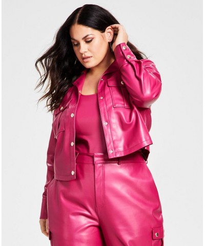 Plus Size Pleather Utility Jacket Tank Bodysuit & Pleather Utility Pants Sangria $32.03 Pants