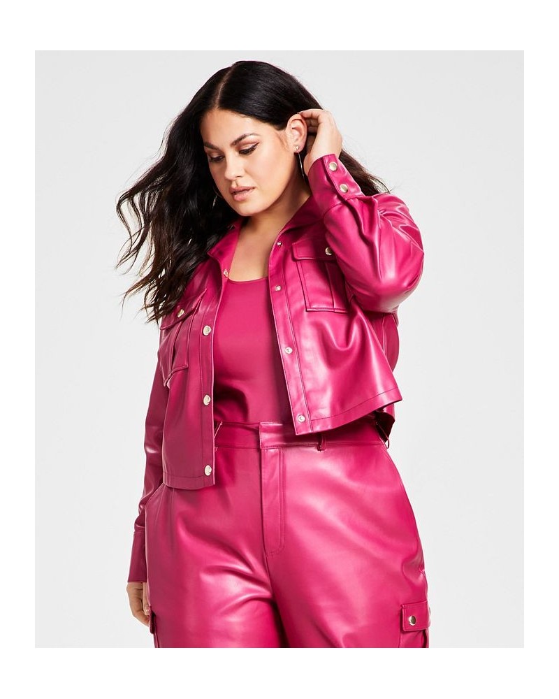 Plus Size Pleather Utility Jacket Tank Bodysuit & Pleather Utility Pants Sangria $32.03 Pants