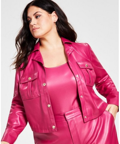 Plus Size Pleather Utility Jacket Tank Bodysuit & Pleather Utility Pants Sangria $32.03 Pants