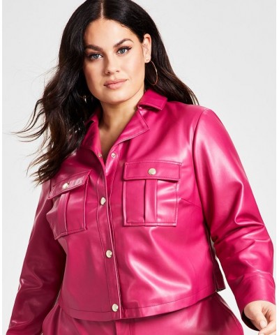 Plus Size Pleather Utility Jacket Tank Bodysuit & Pleather Utility Pants Sangria $32.03 Pants