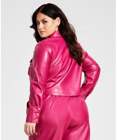 Plus Size Pleather Utility Jacket Tank Bodysuit & Pleather Utility Pants Sangria $32.03 Pants