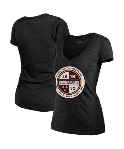 Women's Threads Heathered Black Washington Commanders Bling Tri-Blend V-Neck T-shirt Heathered Black $34.44 Tops