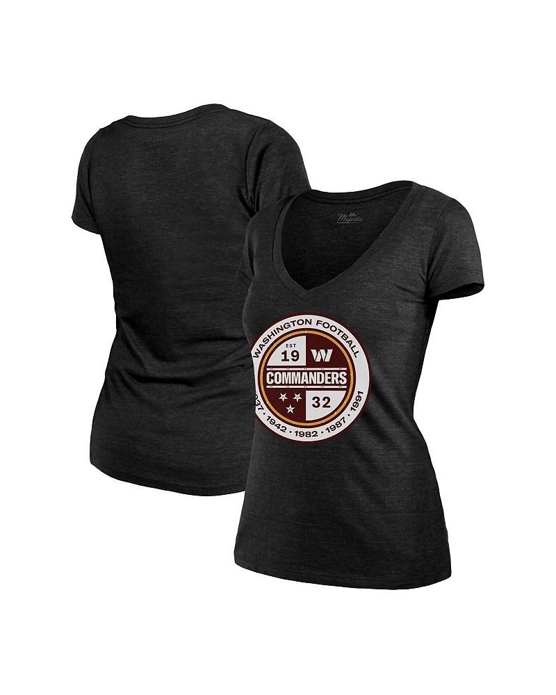 Women's Threads Heathered Black Washington Commanders Bling Tri-Blend V-Neck T-shirt Heathered Black $34.44 Tops