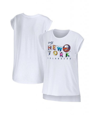 Women's White New York Islanders Greetings From Muscle T-shirt White $23.75 Tops