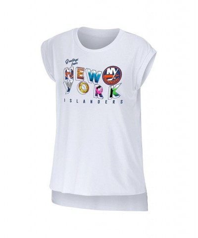 Women's White New York Islanders Greetings From Muscle T-shirt White $23.75 Tops