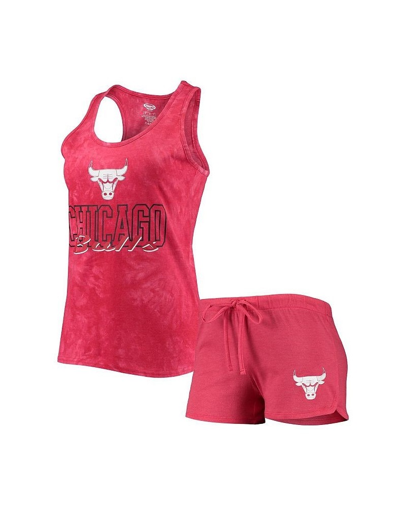 Women's Red Chicago Bulls Billboard Racerback Tank Top and Shorts Sleep Set Red $27.99 Pajama