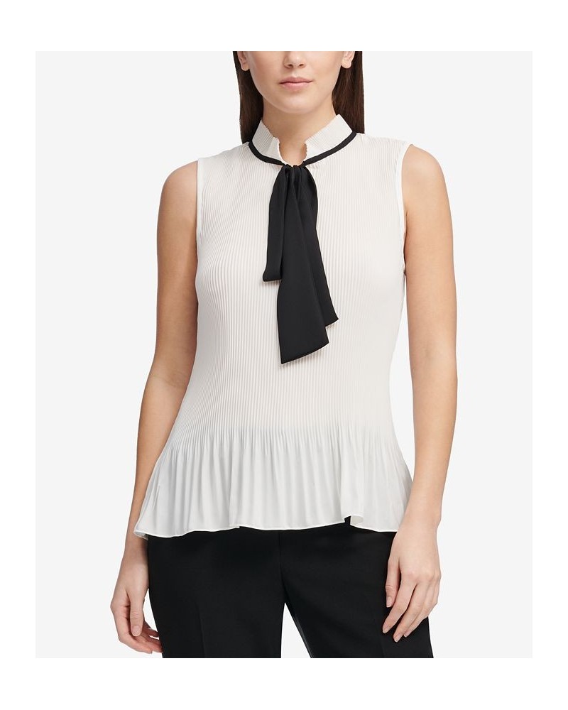 Tie-Neck Peplum Blouse White/Black $38.71 Tops