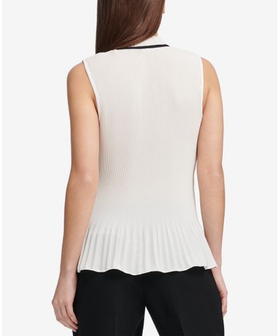 Tie-Neck Peplum Blouse White/Black $38.71 Tops