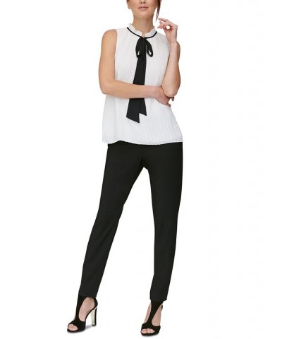 Tie-Neck Peplum Blouse White/Black $38.71 Tops