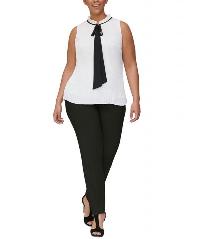 Tie-Neck Peplum Blouse White/Black $38.71 Tops