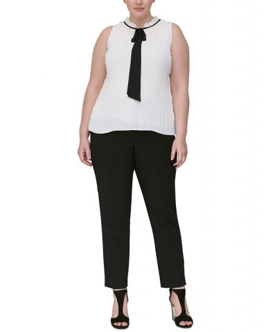 Tie-Neck Peplum Blouse White/Black $38.71 Tops