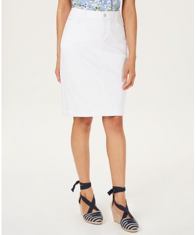 Petite Denim Tummy-Control Skirt White $29.75 Skirts