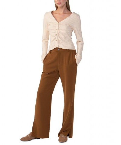 Women's Brea Side-Slit Trousers Cocoa $33.23 Pants