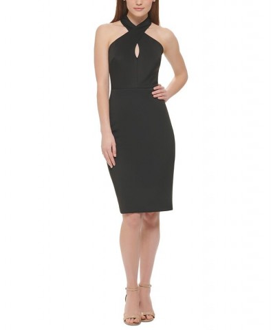 Petite Keyhole Crossover Halter Dress Black $22.82 Dresses