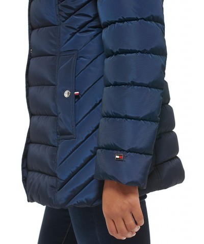 Petite Faux-Fur-Trim Hooded Puffer Coat Blue $48.00 Coats