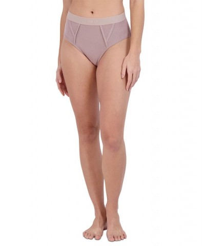 Women's Ribbed High-Waisted Brief Underwear SM02175 Brown $9.46 Panty