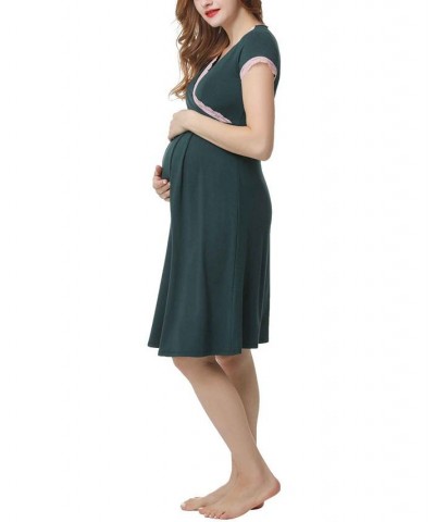 Kimi & Kai Jenny Maternity Nursing Night Gown Blue $26.46 Sleepwear