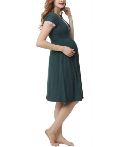 Kimi & Kai Jenny Maternity Nursing Night Gown Blue $26.46 Sleepwear