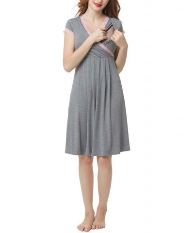 Kimi & Kai Jenny Maternity Nursing Night Gown Blue $26.46 Sleepwear