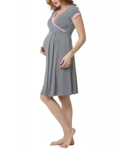 Kimi & Kai Jenny Maternity Nursing Night Gown Blue $26.46 Sleepwear