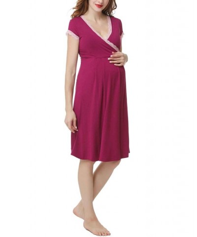 Kimi & Kai Jenny Maternity Nursing Night Gown Blue $26.46 Sleepwear