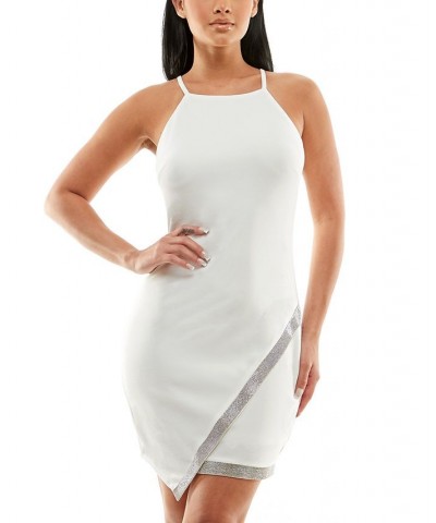 Juniors' Asymmetrical-Hem Rhinestone Dress Off White $17.16 Dresses