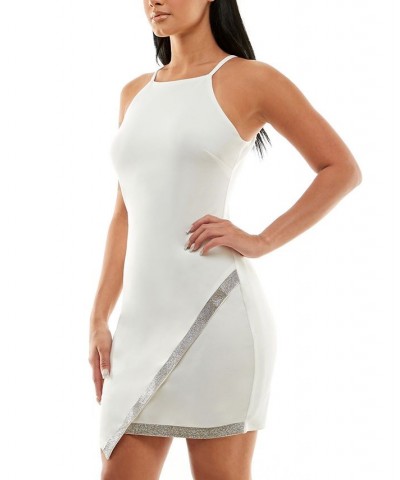 Juniors' Asymmetrical-Hem Rhinestone Dress Off White $17.16 Dresses