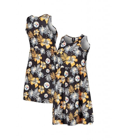 Women's Black Pittsburgh Steelers Floral Sundress Black $29.25 Dresses